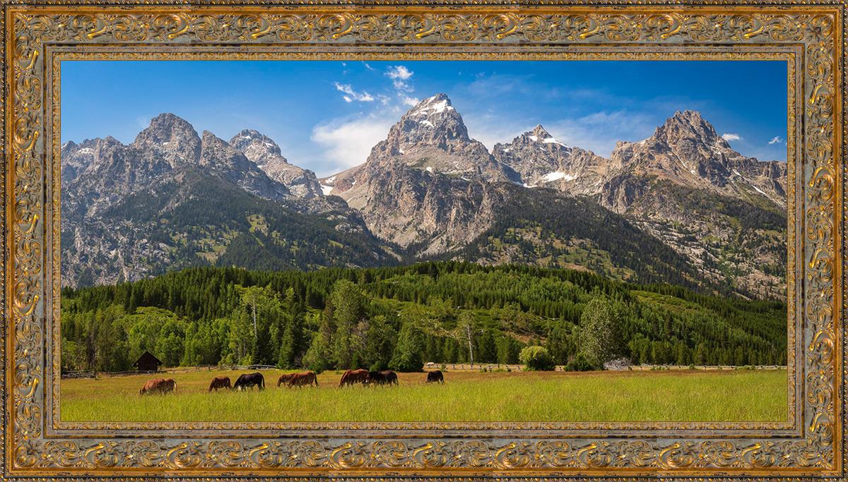 Panorama of Grand Teton Mountain Range, Wyoming
