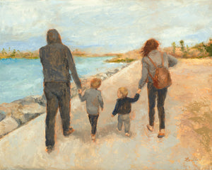 Family Walk On The Beach