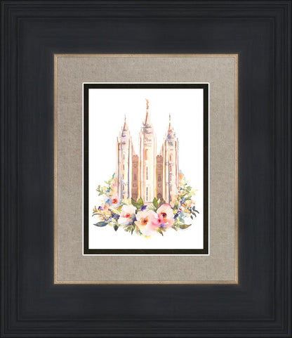 Salt Lake City Temple Floral Watercolor