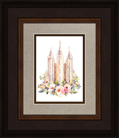 Salt Lake City Temple Floral Watercolor