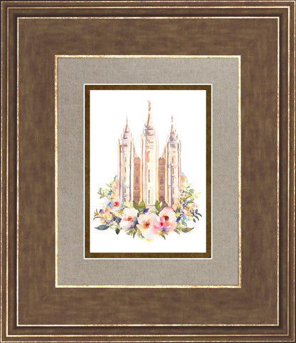 Salt Lake City Temple Floral Watercolor