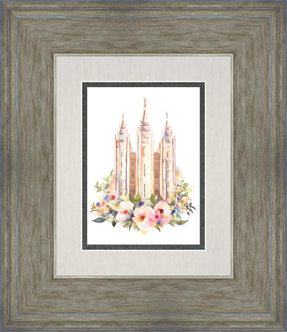 Salt Lake City Temple Floral Watercolor