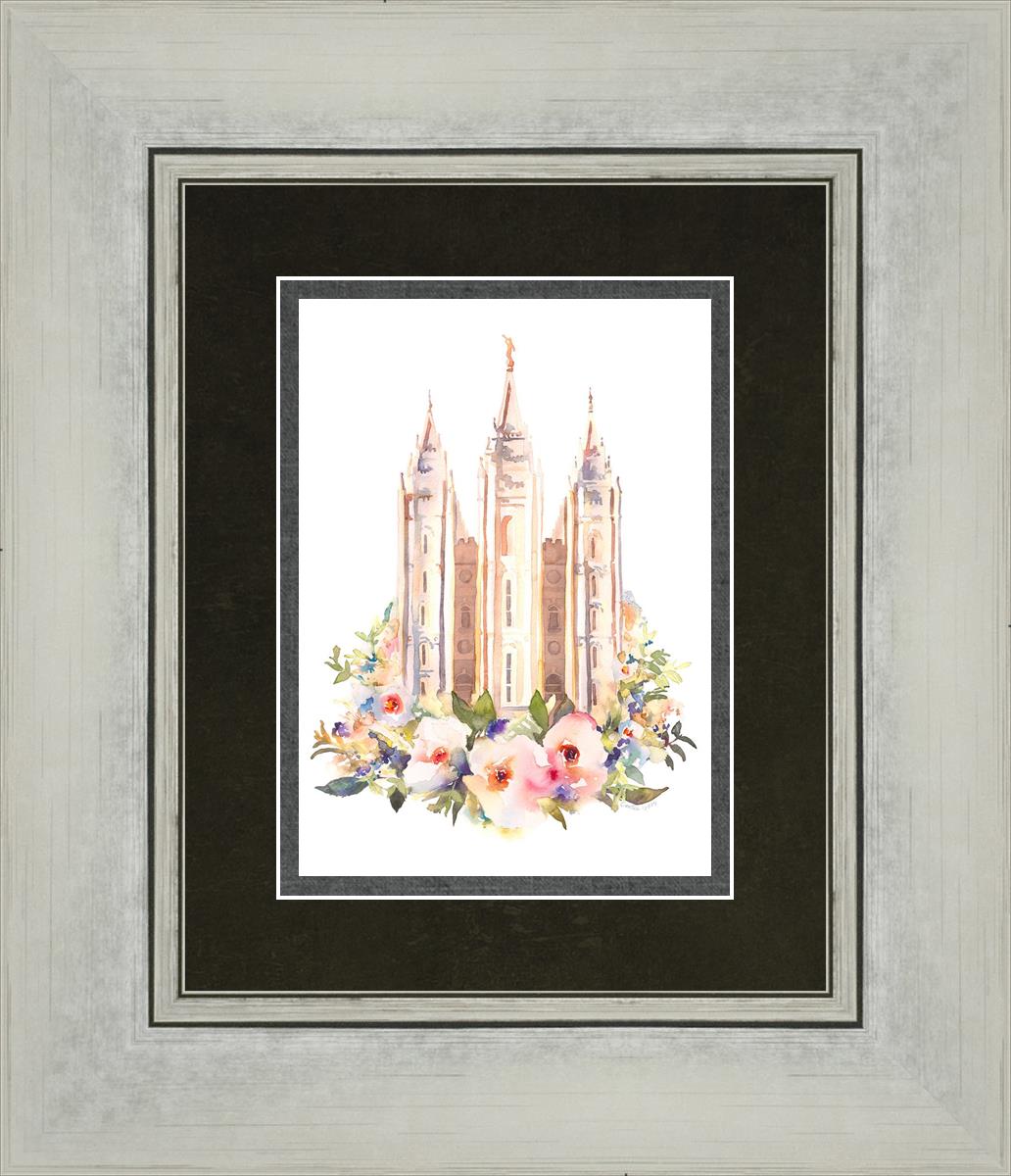Salt Lake City Temple Floral Watercolor