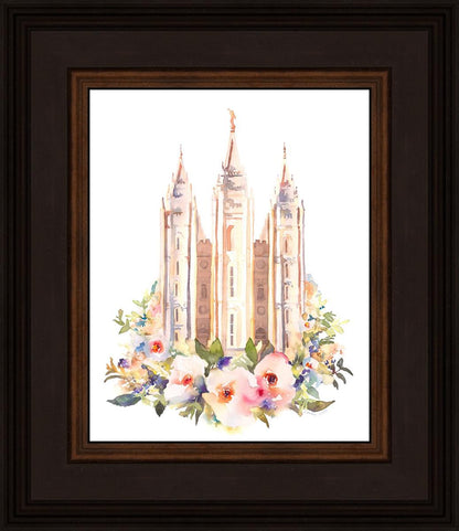 Salt Lake City Temple Floral Watercolor