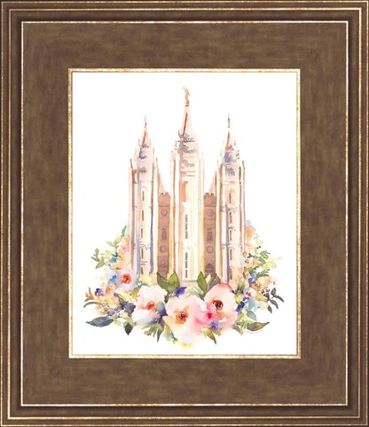 Salt Lake City Temple Floral Watercolor