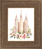 Salt Lake City Temple Floral Watercolor