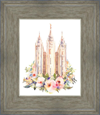Salt Lake City Temple Floral Watercolor