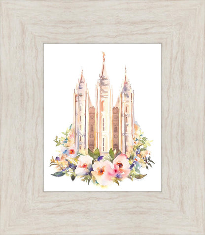 Salt Lake City Temple Floral Watercolor