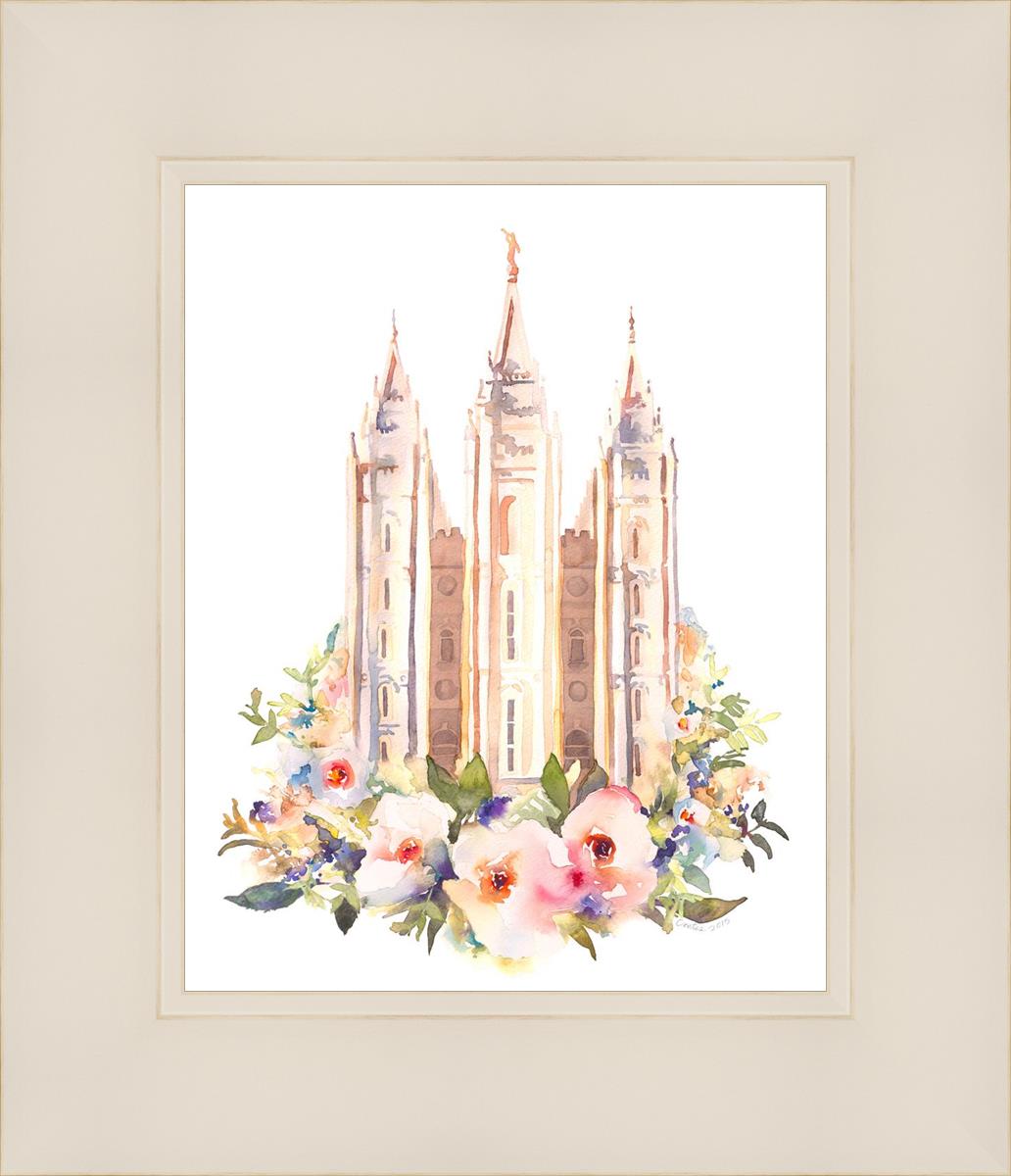 Salt Lake City Temple Floral Watercolor