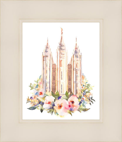 Salt Lake City Temple Floral Watercolor