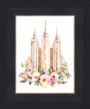 Salt Lake City Temple Floral Watercolor