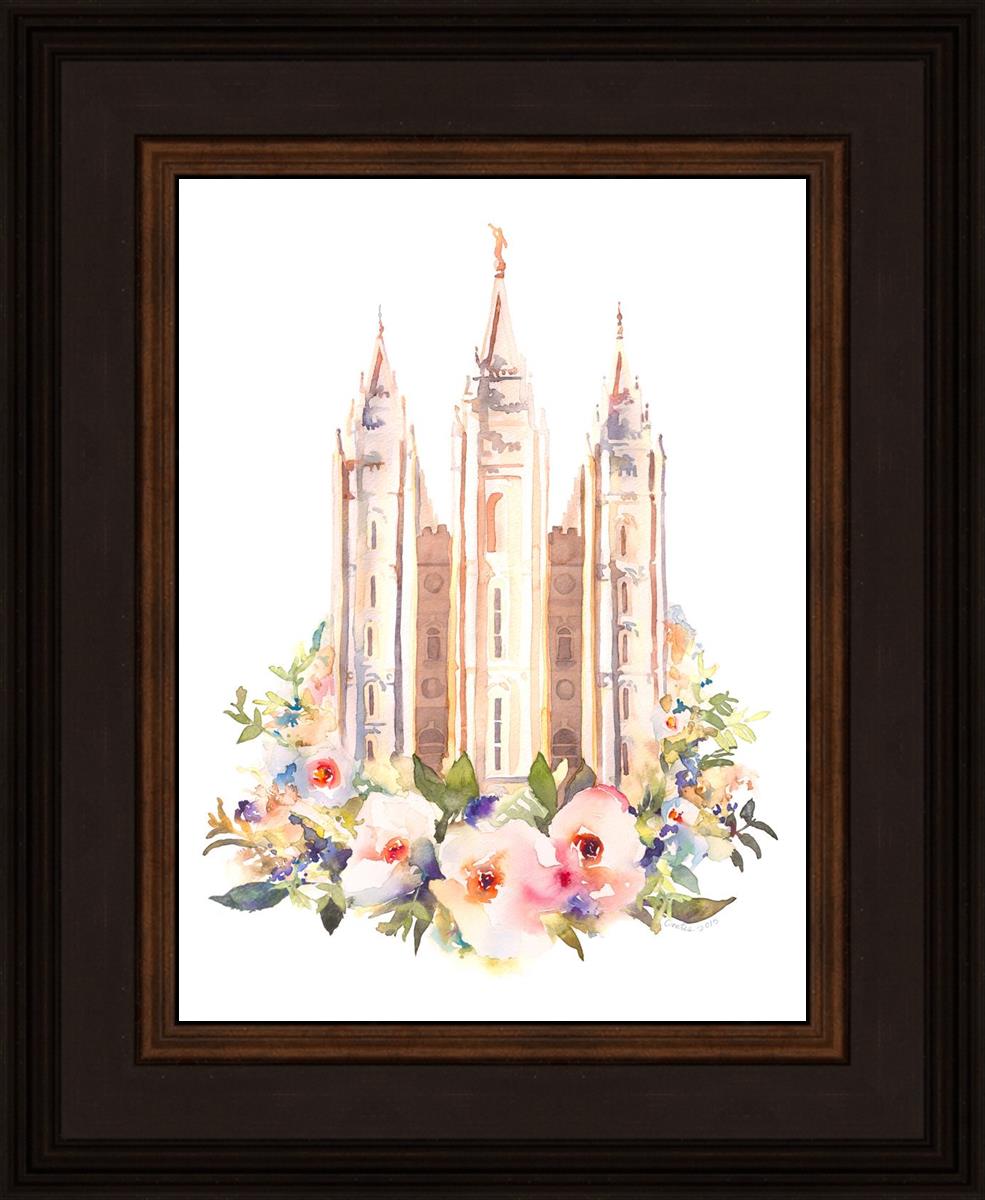 Salt Lake City Temple Floral Watercolor