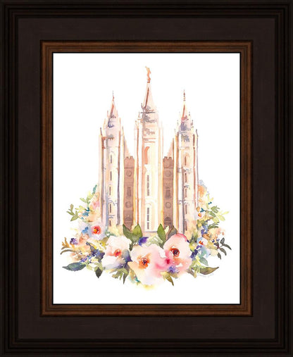 Salt Lake City Temple Floral Watercolor