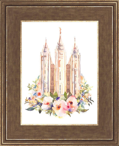 Salt Lake City Temple Floral Watercolor