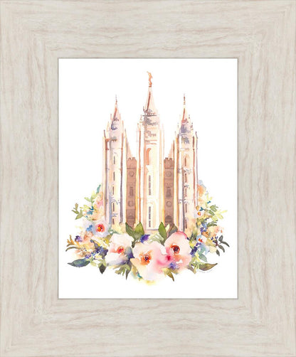 Salt Lake City Temple Floral Watercolor
