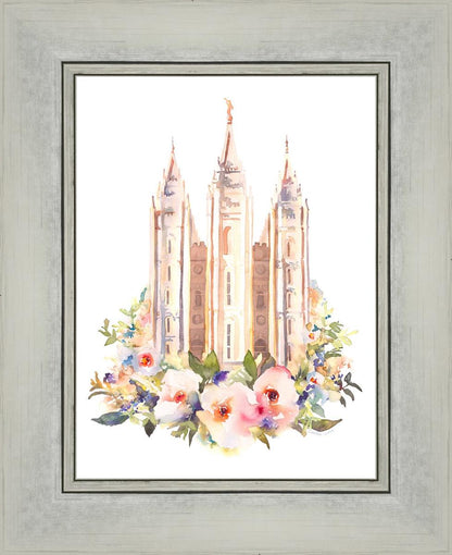 Salt Lake City Temple Floral Watercolor