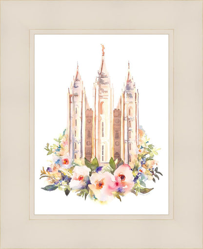 Salt Lake City Temple Floral Watercolor