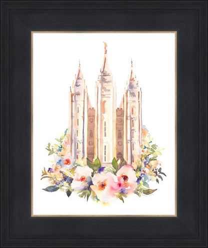 Salt Lake City Temple Floral Watercolor