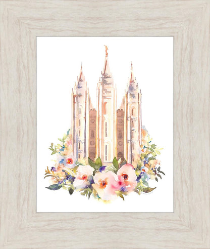 Salt Lake City Temple Floral Watercolor