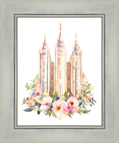 Salt Lake City Temple Floral Watercolor