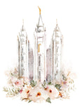 Salt Lake City Temple Floral Textured